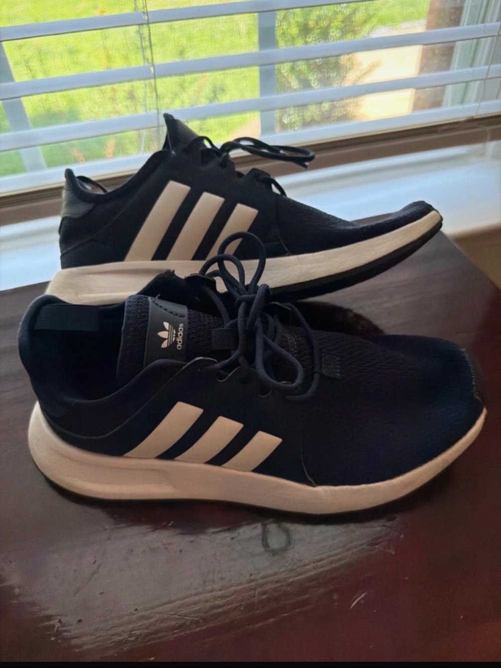 Unisex Adidas Navy Blue & White Athletic Sneakers